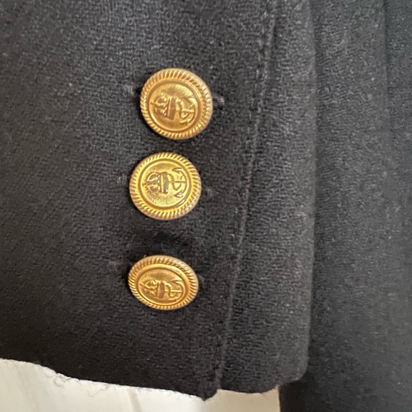 Orig $798 EUC Smythe One Button Poppy Red Lapel Black Blazer Size 2 - Picture 5 of 11